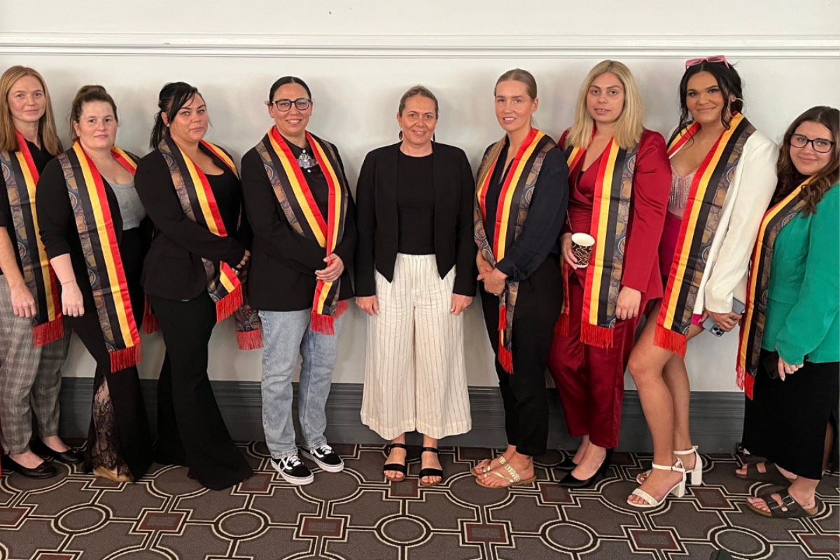 Group photo of half the graduates from the Aboriginal Legal Career Pathways Program